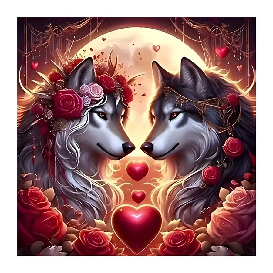EverShine DIY Diamant-Mosaik Wolf und Rose Stickerei Set mit Rundbohrern in Multicolour, B/H: 20 x 20 cm - Bild 4