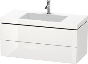 Duravit Waschtischunterschrank L-Cube c-bonded, Farbe: Weiß hochglanz, B/T: 100 x 48 cm, wandhängend mit 2 Schubladen - Bild 1