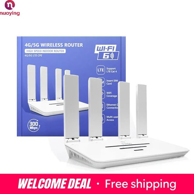 NUOYING WR730 WiFi 6 4G LTE Router in Weiß mit 4 Antennen, SIM-Kartensteckplatz und LAN-Anschluss als drahtloses CPE-Modem - Bild 1