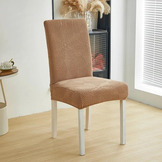 Jacquard Esszimmerstuhlbezüge in Beige, elastische Stuhlsitzbezüge für dein Esszimmer - Bild 1