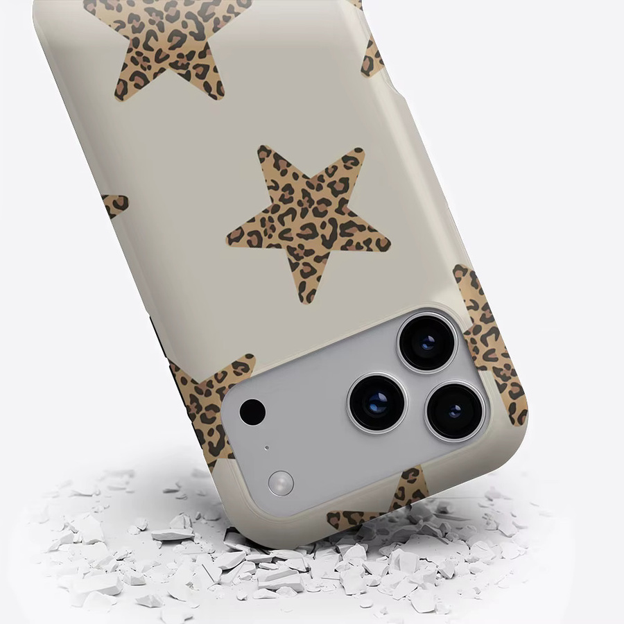 Aurbe Matte 2-in-1 MagSafe Hülle mit Leoparden-Stern-Design für iPhone 17 16 15 14 Plus Pro Max, Stoßfeste Hartschale, Beige - Bild 3