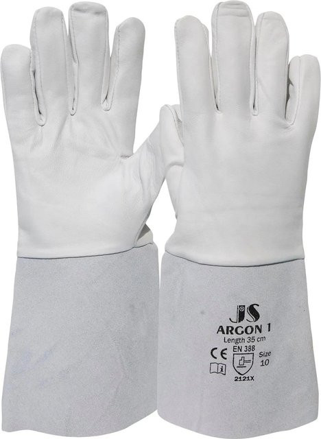 Staffl Schweißhandschuhe Argon-1 aus Leder in Weiß, Größe 9, 12 Paar - Bild 1
