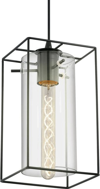 Eglo Pendelleuchte Loncino Schwarz mit Rauchglas, E27, Laternenform - Bild 1