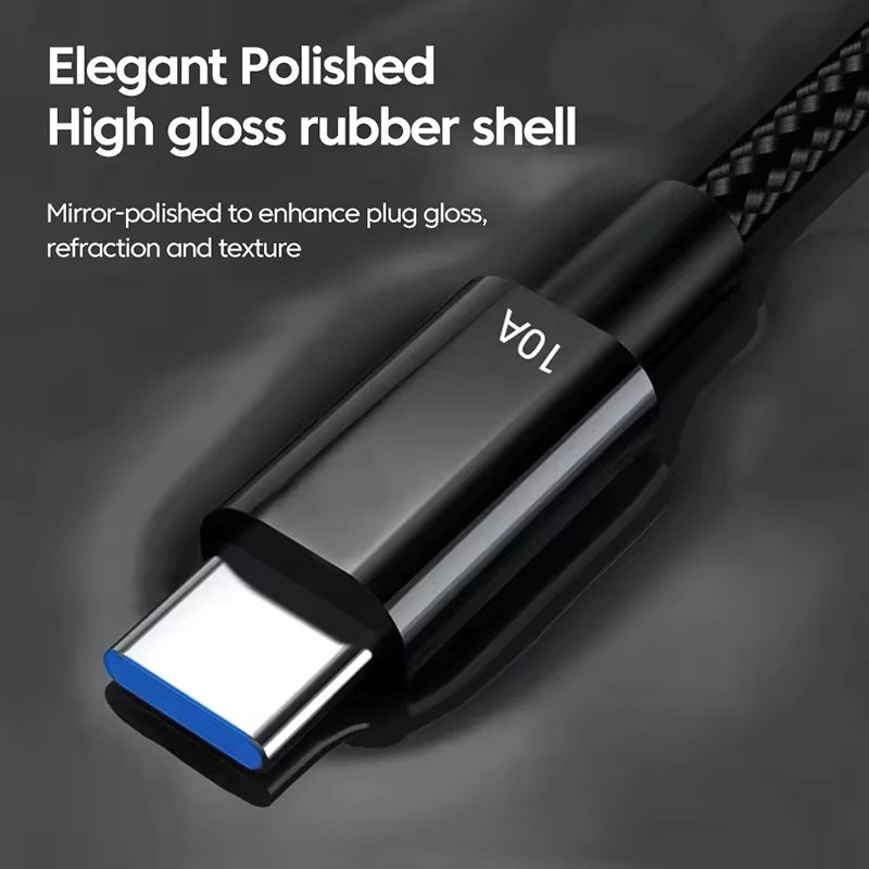 USB A auf Typ C Datenkabel 120W 10A mit Geflecht für schnelles Aufladen und Hochgeschwindigkeits-Datenübertragung in Schwarz - Bild 4