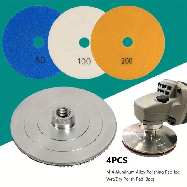WIDEEP Diamant-Polierpads Set 3 Stück, 100 mm Durchmesser, M14 Aluminiumlegierung, Nass- und Trockenpolierset für Granit, Marmor, Beton und Stein - Bild 1