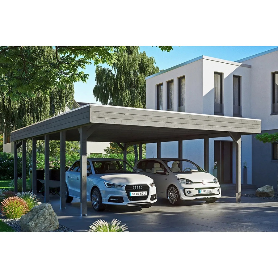 Skan Holz Carport Friesland aus Fichtenholz mit Aluminiumdach in Schiefergrau, B: 557 cm, T: 860 cm, H: 254 cm - Bild 2