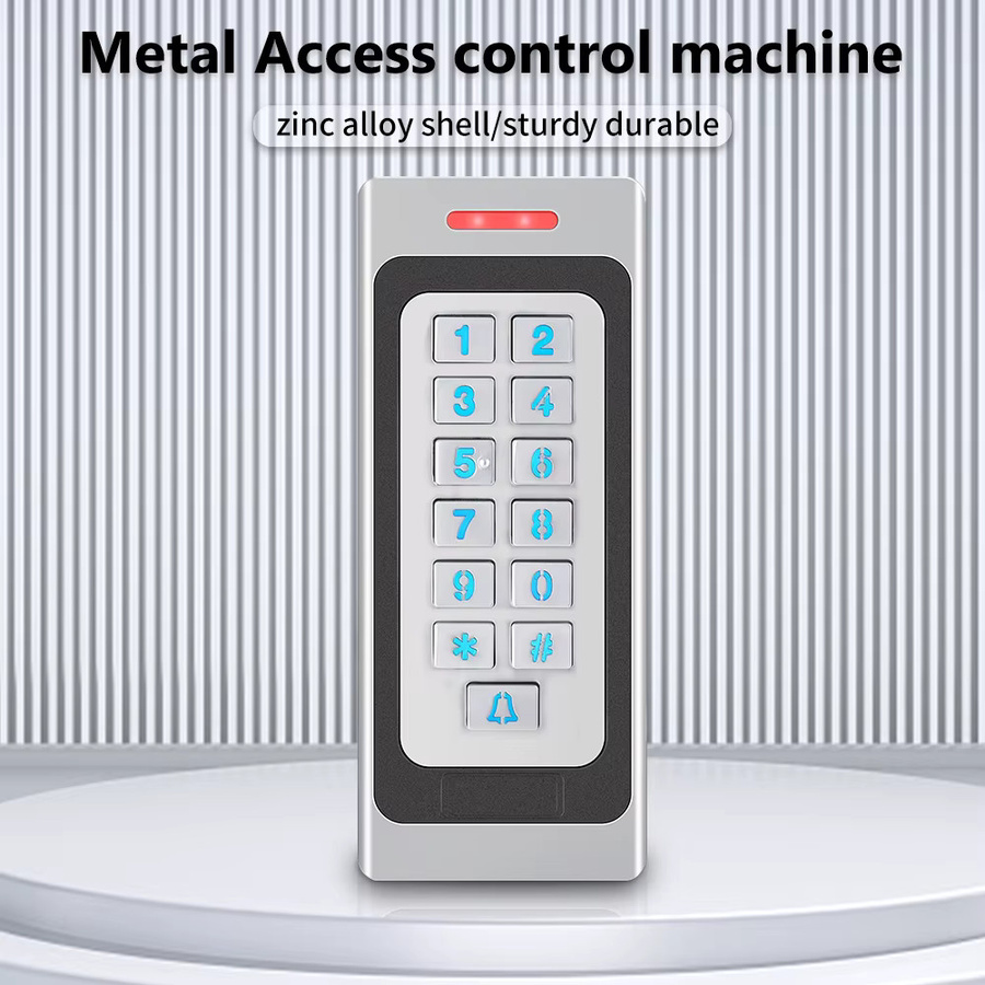 LUCKING DOOR RFID Zugangskontrolltastatur aus Metall mit Digitcode-Coder und Kartenleser, IP67 wasserdicht für den Außenbereich, Farbe: Silber/Weiß - Bild 2