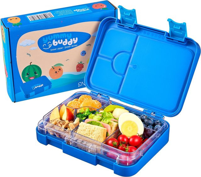 Ecosa Kinder Brotdose mit 6 Fächern und Klick-Verschluss, BPA-frei, Blau - Bild 1