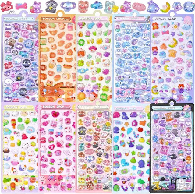 10 Blatt 3D Puffy Sticker Kawaii Jelly Sticker von Binchi Outdoor Product in Multicolour für Scrapbooking, Laptop und Handy Dekoration - Bild 1