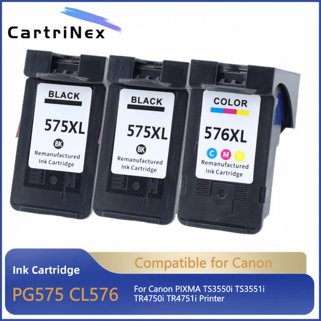 Kompatible Canon 575XL 576XL Tintenpatronen Set Schwarz für PIXMA TS3550i TS3551i TR4750i TR4751i Drucker - Bild 1