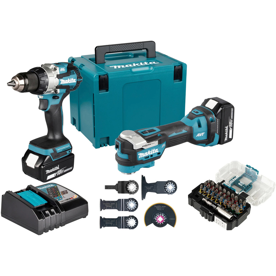 Makita Akku-Kombo-Kit DLX2592JX1 LXT 18V Bohrschrauber in Blau/Schwarz - Bild 1