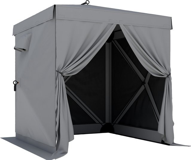 Outsunny Pop-up Faltpavillon Dunkelgrau mit 4 Mesh-Seitenteilen B/B/H: 1,85 x 1,85 m - Bild 1
