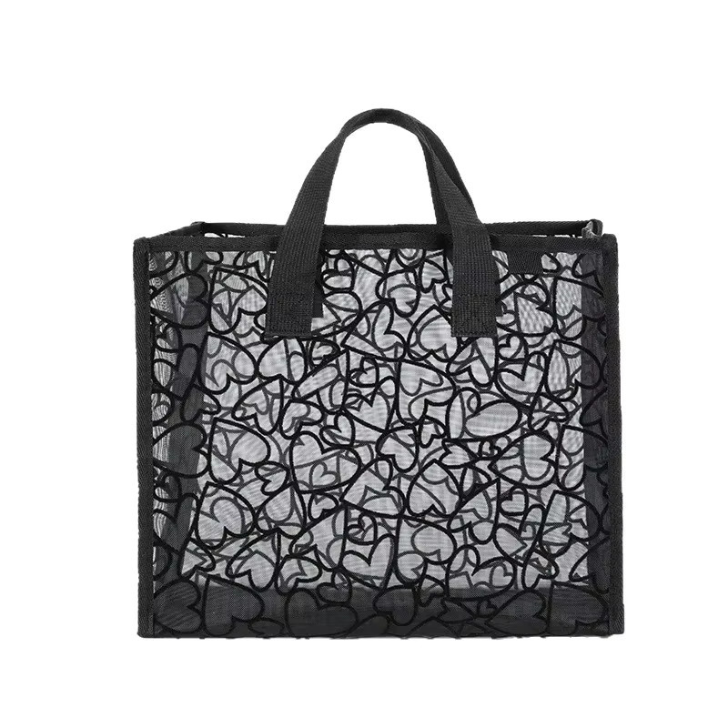 Transparente Love-Make-up-Tasche aus Mesh in Schwarz als Aufbewahrungstasche für Make-up-Pinsel und Kosmetik MS05 - Bild 3