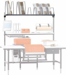 Rocholz Anbaumagazin SYSTEM 2000 für Pack- und Arbeitstisch mit 9 Zwischenteilern, hellgrau, B/T/H: 1600 x 600 x 400 mm - Bild 1