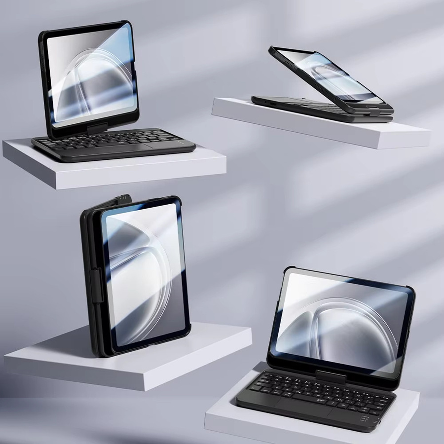 Drehbare Bluetooth-Tastaturhülle für Apple iPad Mini 7. und 6. Generation 8,3 Zoll mit RGB-Hintergrundbeleuchtung und Trackpad in Schwarz oder Silber - Bild 5