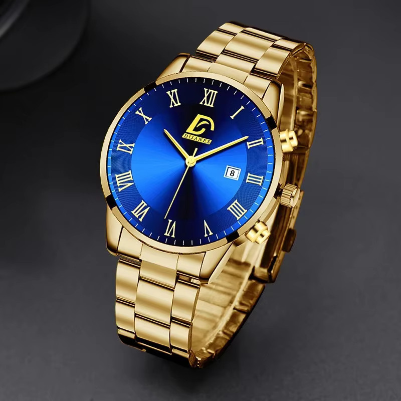 DEYROS Armbanduhr Edelstahl, Gold, Quarz, Herren, Datum - Bild 3