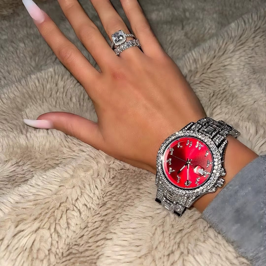UNIGUET Armbanduhr Edelstahl, Rot, Diamantbesetzt, Damen - Bild 2