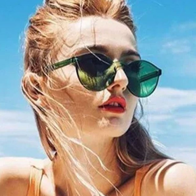 MDOD Sonnenbrille Cat-Eye, Vollrand, transparent, green, Damen - Bild 1