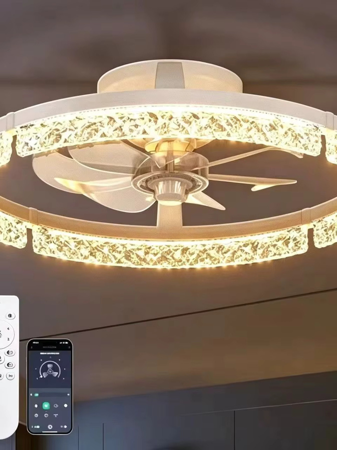 Moderner Deckenventilator mit LED-Beleuchtung und Fernbedienung in Weiß, Dimmbare Ventilatorleuchte für Schlafzimmer, Küche und Wohnzimmer, Durchmesser: 50,8 cm - Bild 1