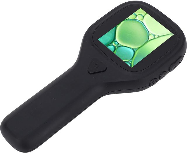 Fishine Taschenmikroskop, 2-Zoll-IPS-Display, 2MP, 500X, 6 LEDs, Schwarz - Bild 1