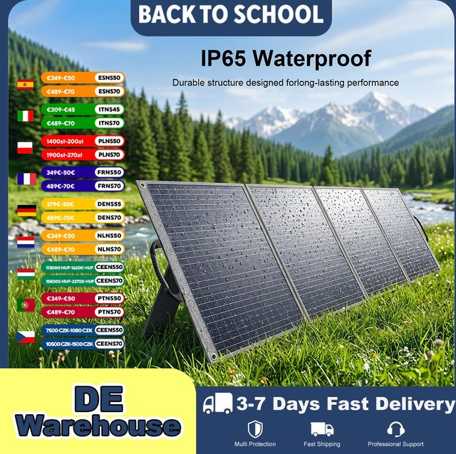 SolarPlay Tragbares Wasserdichtes Solarmodul 200W Faltbares Monokristallines Solarladegerät in Schwarz für Outdoor-Camping und Wohnmobile - Bild 1