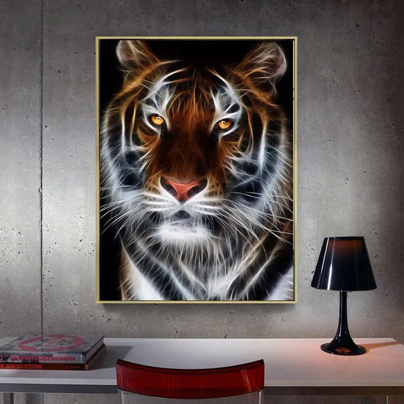 FIYO DIY Diamantmalerei Tiger Mosaik Bild, mehrfarbig, B x H: 30 x 20 cm - Bild 2