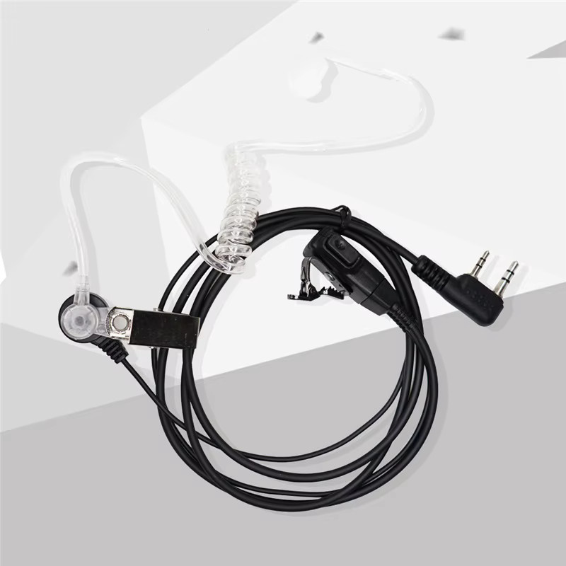 Baofeng Akustische Luftleitung 2-Pin PPT In-Ear Ohrhörer mit Kehlkopfmikrofon für Walkie-Talkie Funkgeräte in Schwarz - Bild 1
