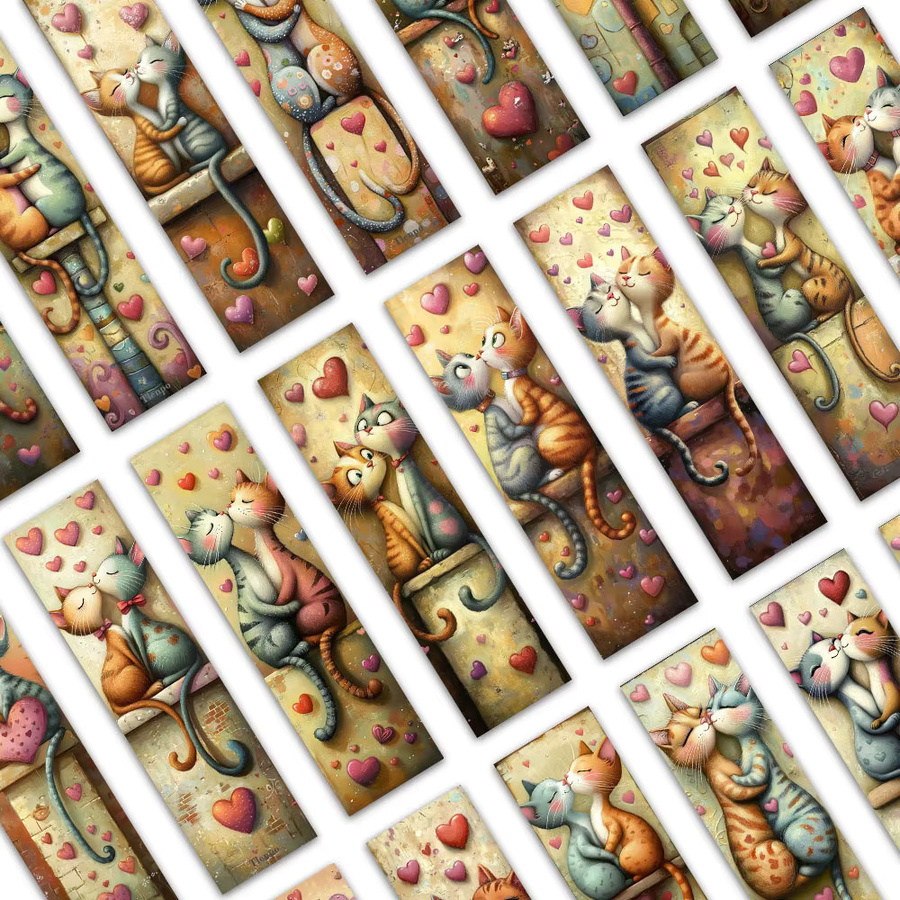 32 Stück Lesezeichen mit Herz-Katzen-Motiv in Multicolour für Schule und Lehrergeschenke - Bild 6