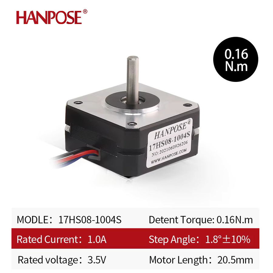 HANPOSE Nema17 Schrittmotor 17HS08-1004S in Schwarz, 3er-Set, 42er Motor mit 20mm Länge für 3D-Drucker und Überwachungsgeräte - Bild 3