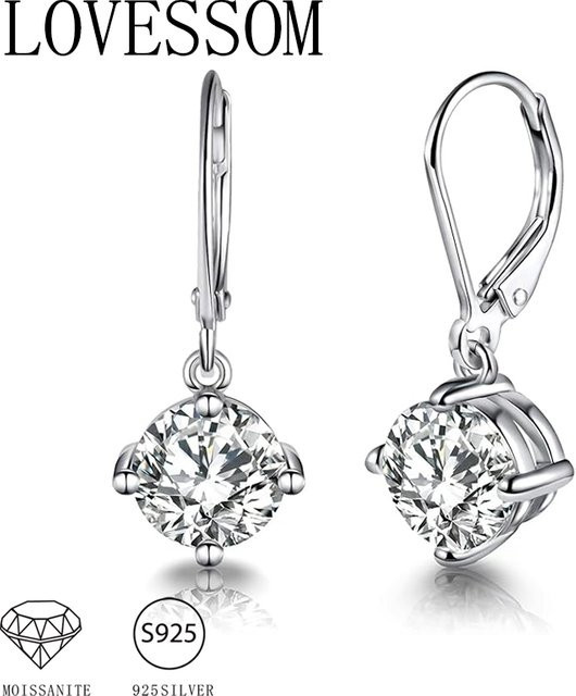 LOVESSOM Ohrringe 925 Silber, Moissanit, Unisex - Bild 1