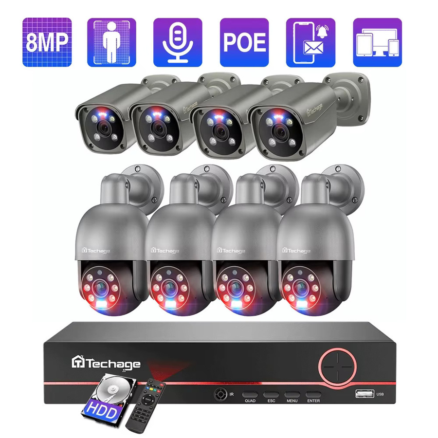 Techage 4K 8MP Sicherheitsüberwachungs-Netzwerk-Kit mit 8CH NVR, 3,6mm Objektiv, eingebautem Mikrofon und Smart IR Nachtsicht - Bild 6