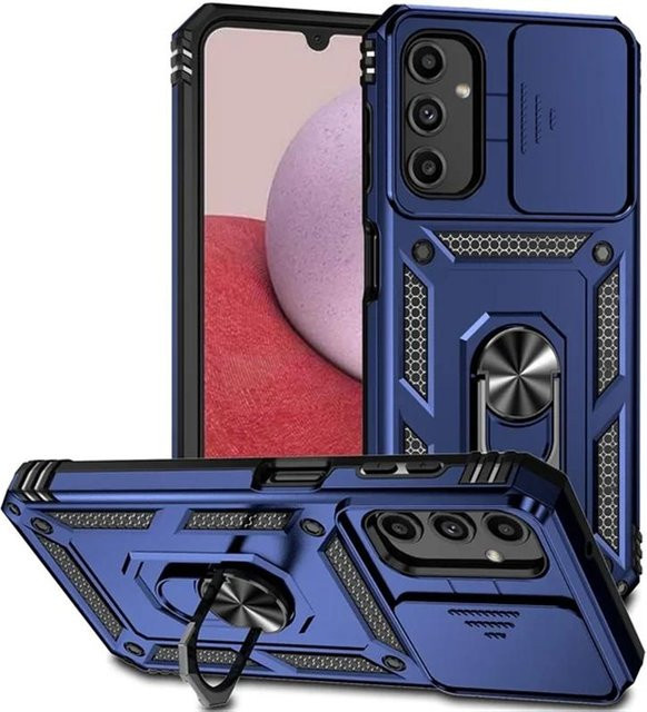 Stoßfeste Rüstungsringhülle mit Schiebeobjektivschutz für Samsung Galaxy S24 S23 S22 S21 S20 Ultra Plus FE A54 A34 A25 A15 A14 A05S A04S in Blau - Bild 1