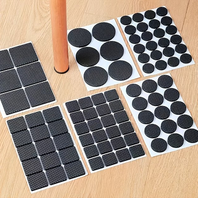 YITAPE DIY zuschneidbare Möbelpolster, selbstklebende und rutschfeste Bodenschutzmatte für Stuhl- und Tischbeine aus Hartholz, Schwarz - Bild 1