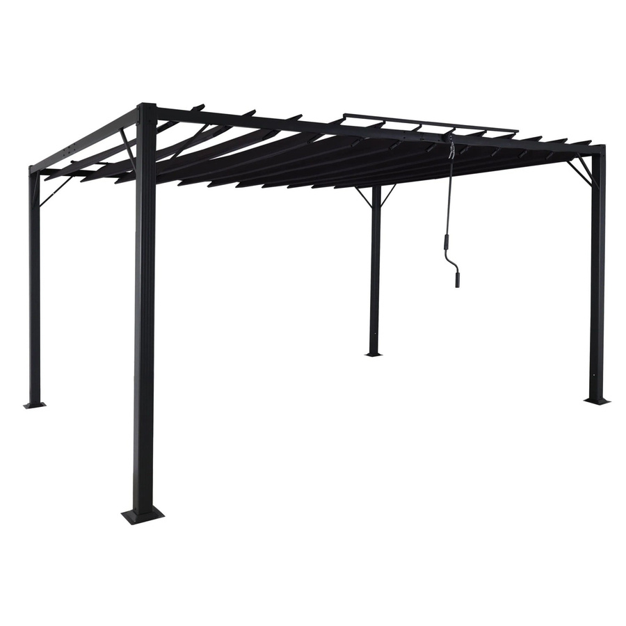 BERLINLODGE Lamellen-Pavillon Pergola als Terrassenüberdachung in Anthrazit mit Aluminium-Gestell, H: 213 cm, B: 400 cm, T: 300 cm - Bild 2