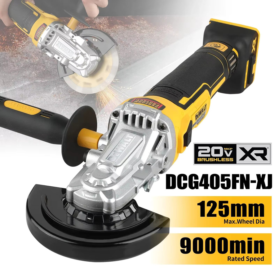 DeWalt Handwerkzeugset mit bürstenlosem Elektroschrauber DCF850 und Hochleistungs-Winkelschleifer DCG405FN in Gelb - Bild 2