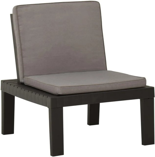 Furnicato Garten-Lounge-Stuhl aus Kunststoff mit Auflage in Grau Anthrazit Matt - Bild 1
