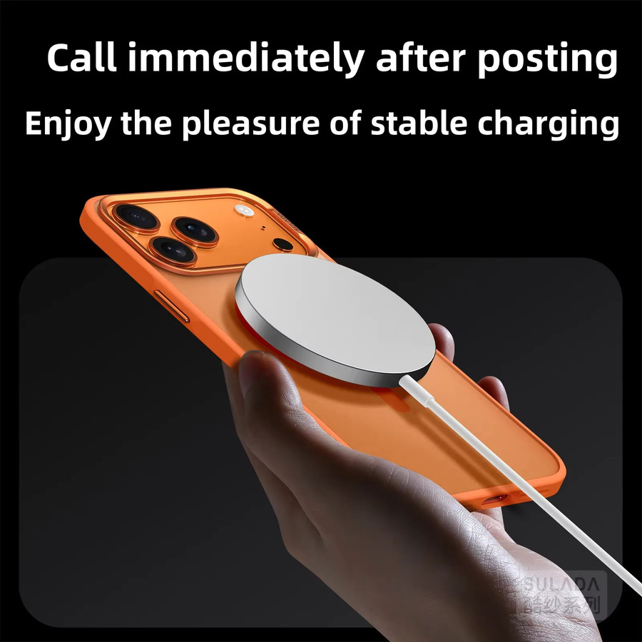 Stoßfeste magnetische Handyhülle aus Legierung mit Linsenrahmen für Apple iPhone 17, 17 Pro und 17 Pro Max in Transparent, Blau oder Orange - Bild 3