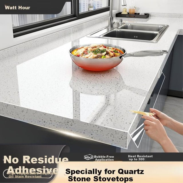 Casa Mart Washi Küchenarbeitsplatten-Schutzfolie in Marmor-Optik, Farbe: Transparent/Weiß, Breite: 60 cm, Länge: 10 m - Bild 1
