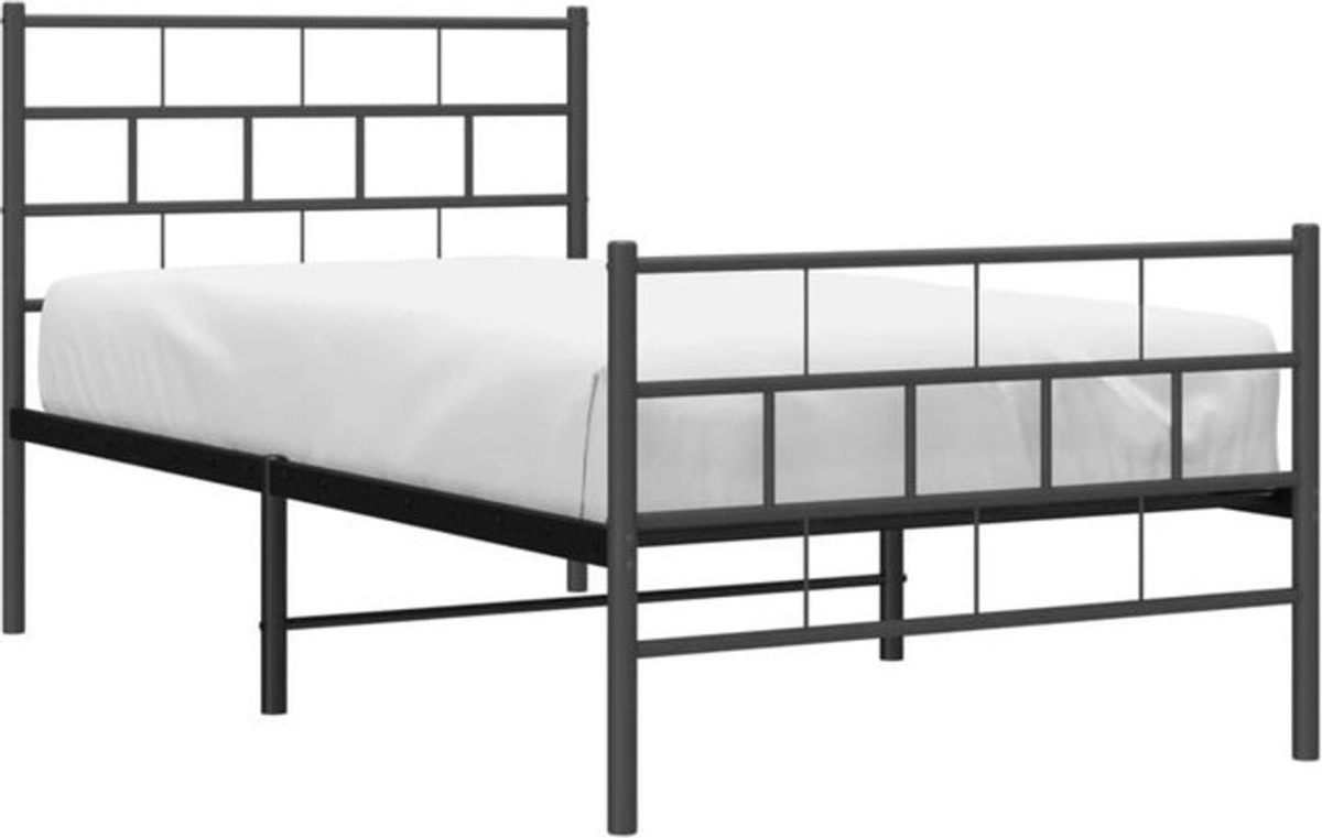 Metallbett vidaxl in Schwarz mit Kopf- und Fußteil, klassisch und minimalistisch, B/T/H: 90 x 190 x 95 cm - Bild 1