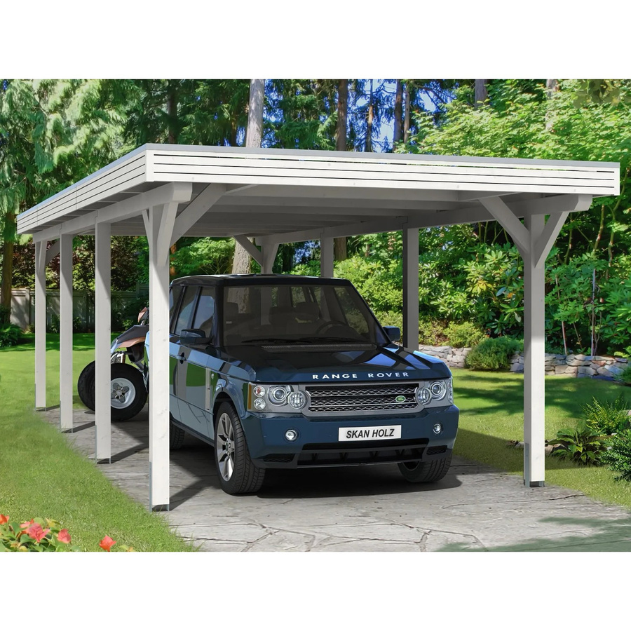 Skan Holz Carport Spessart aus Fichte mit Aluminium-Dachplatten in Weiß, B/T/H: 846 x 355 x 243 cm - Bild 2