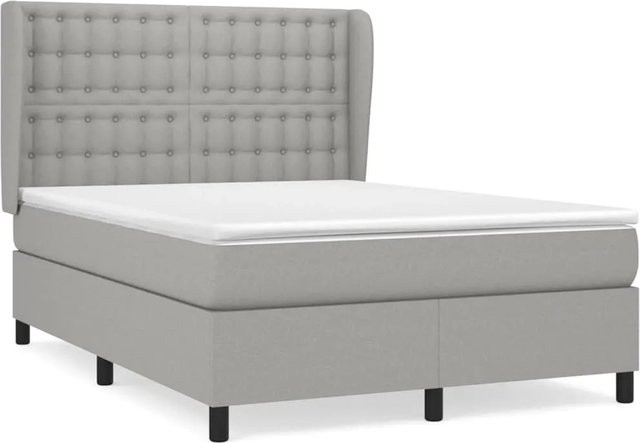 vidaXL Boxspringbett mit Matratze Hybrid-Design in Hellgrau, B/T/H: 140 x 190 x 147 cm - Bild 1