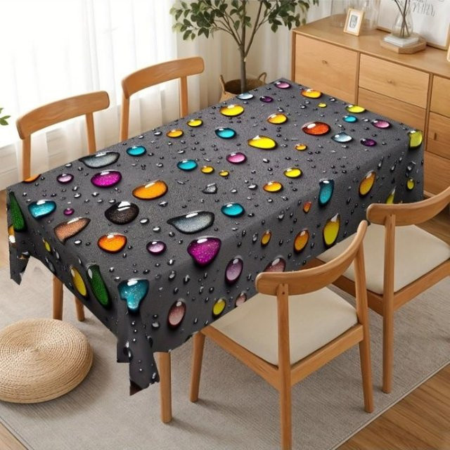 JMG Household Supplies Tischdecke mit buntem Wassertropfen-Design in Multicolour, quadratisch, wasserabweisend und pflegeleicht, B/T: 140 x 140 cm - Bild 1