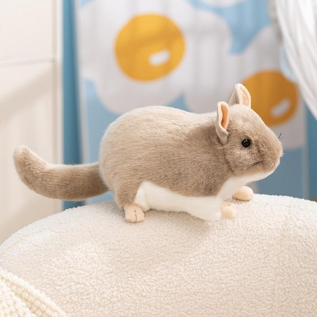 Chinchilla Stofftier, Grau Weiß, 40cm - Bild 1