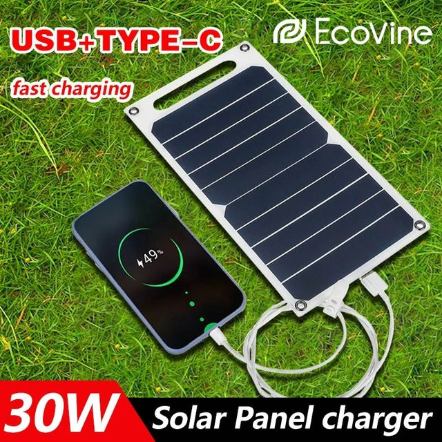 Tragbares Solarpanel mit USB-Typ-C-Aufladung, flexibles Mini-Solar-Kit in Schwarz, IP65 wasserdicht, ideal für Camping und Wandern - Bild 1