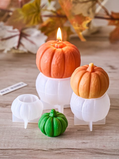 UDOCOOL Halloween Kürbis Silikonform in Orange für DIY Kerzen, Seife, Harz und Gips Handwerk - Bild 1