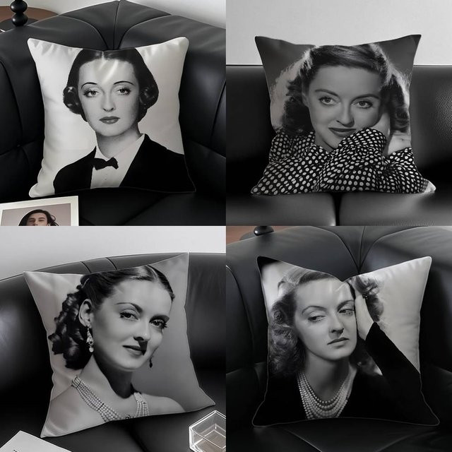 B-Bette D-Davis Schauspielerin Kissenbezug in Weiß, allergikerfreundlicher Kurzplüsch-Kissenbezug mit unsichtbarem Reißverschluss, B/B/B: 30 x 30 x 30 cm - Bild 1