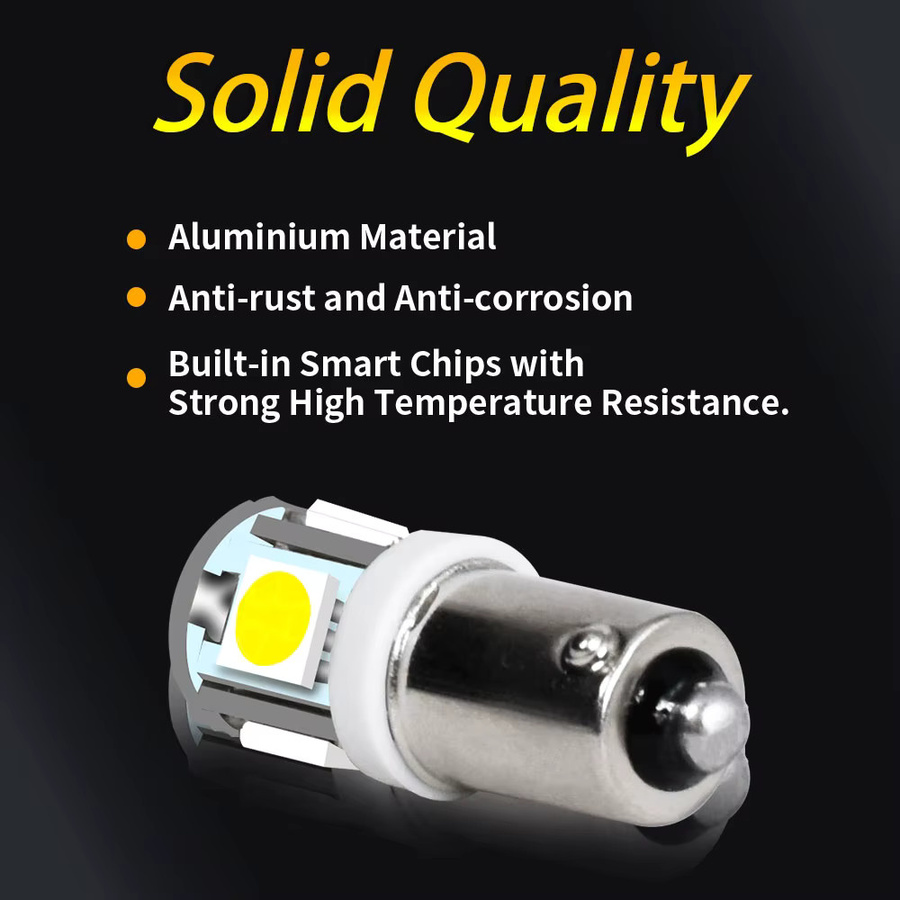 10er Set Ultra helle 5050 5SMD LED Lampen für Auto BA9S T11 T4W H5W 12V für Rückfahrlicht, Bremse, Blinker und Innenraumbeleuchtung - Bild 2