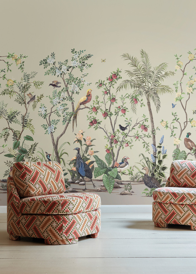Nobilis Mural Pomegranate MHP80 Wandgestaltung mit floralem Muster in Gold, Grün und Multicolour - Bild 1