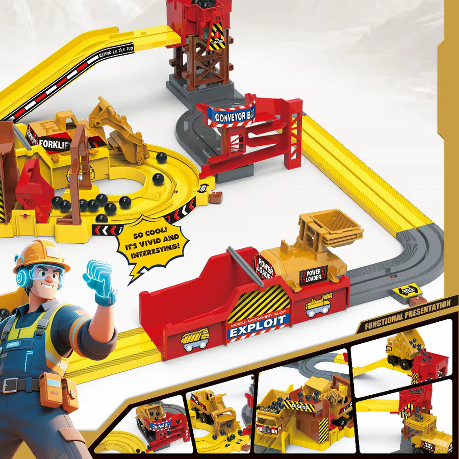 yaafun Minenwagen Ingenieurfahrzeug, Eisenbahnschienen-Set, elektrisches Lernspielzeug, ab 0 Jahren - Bild 2
