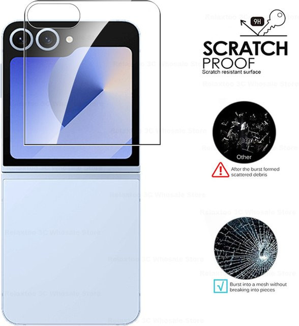 Samsung Displayschutz aus gehärtetem Glas für Galaxy Z Flip 7, 6 und 5, Full Cover mit 9H Härtegrad, transparent - Bild 1
